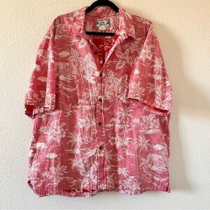 TWO PALMS Hawaii Hibiscus Palm Leaf Print Button Up shirt Men size 2XL